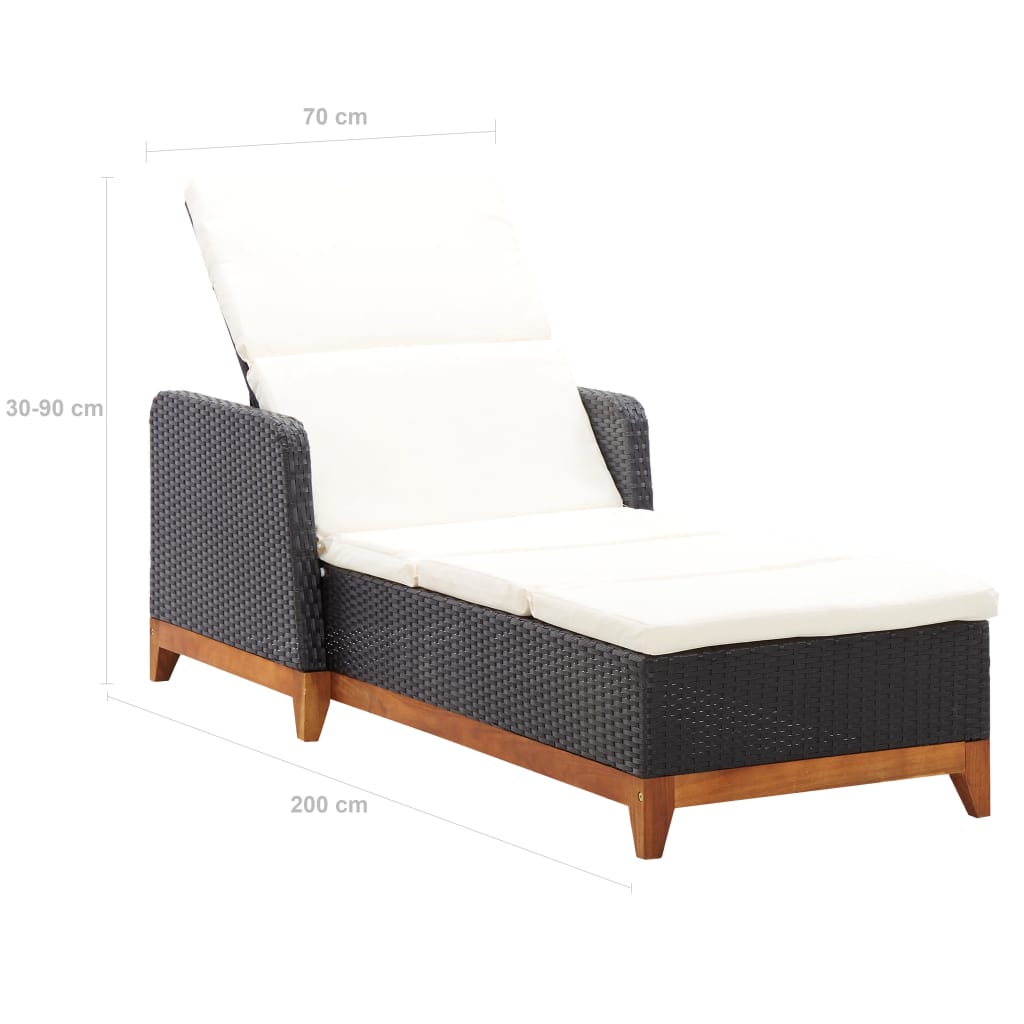 Silla larga de resina trenzada y madera de acacia negra