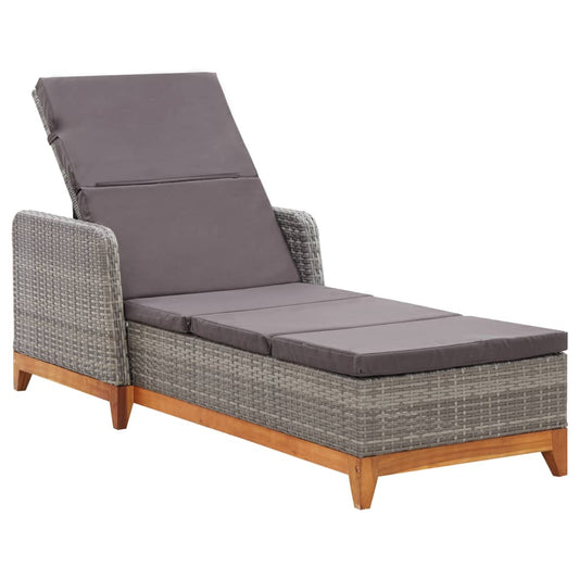 Silla larga de resina trenzada y madera de acacia gris masiva