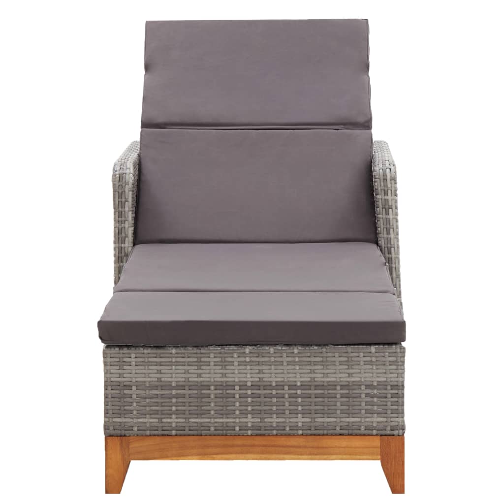 Silla larga de resina trenzada y madera de acacia gris masiva