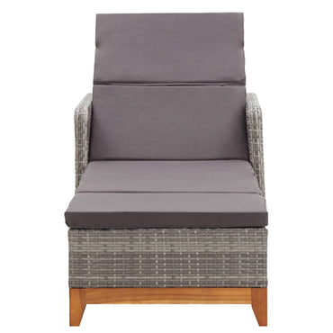 Silla larga de resina trenzada y madera de acacia gris masiva