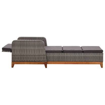 Silla larga de resina trenzada y madera de acacia gris masiva