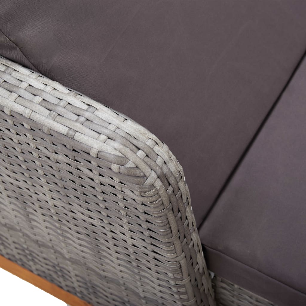 Silla larga de resina trenzada y madera de acacia gris masiva