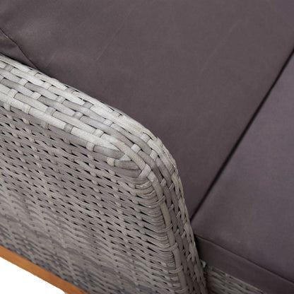 Silla larga de resina trenzada y madera de acacia gris masiva