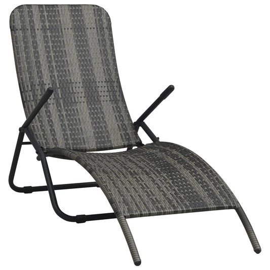 Silla de salón plegable de resina trenzada gris