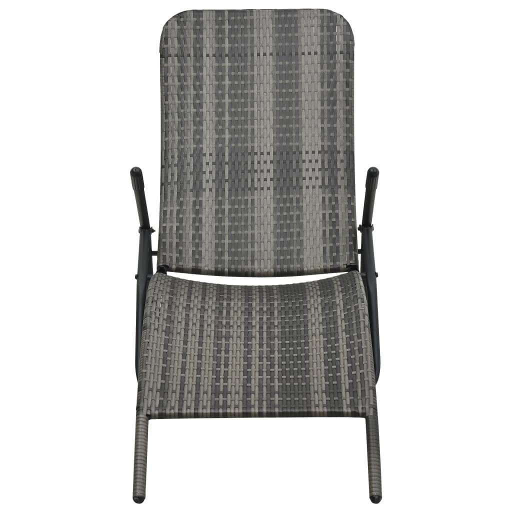 Silla de salón plegable de resina trenzada gris