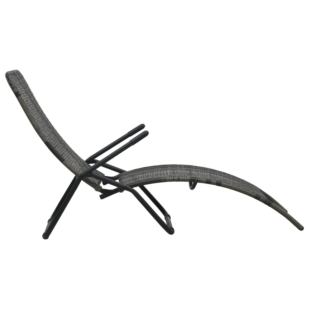 Silla de salón plegable de resina trenzada gris