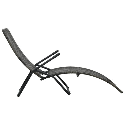 Silla de salón plegable de resina trenzada gris