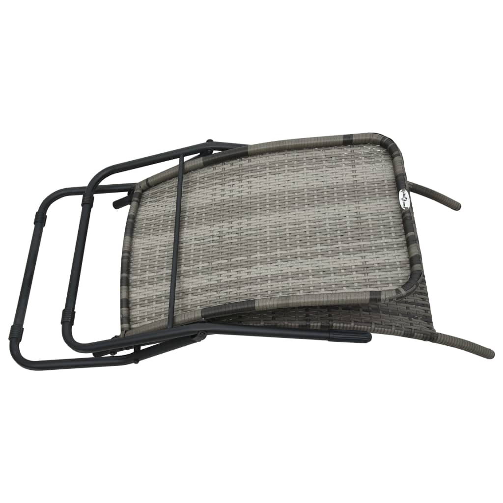 Silla de salón plegable de resina trenzada gris