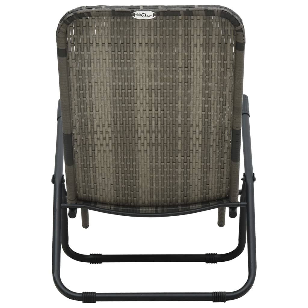 Silla de salón plegable de resina trenzada gris