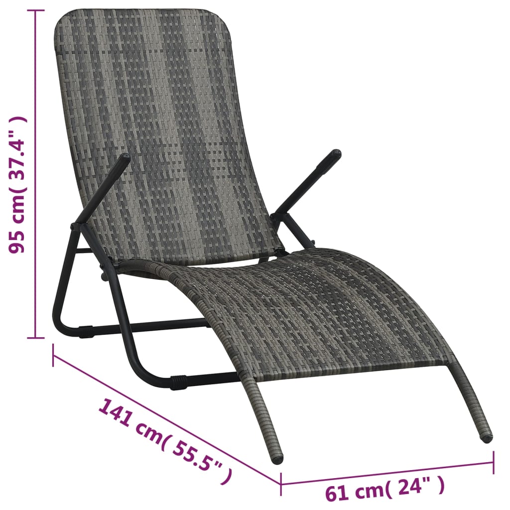 Silla de salón plegable de resina trenzada gris