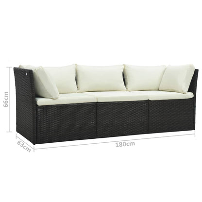 4 pcs garden furniture with brown braided resin cushions