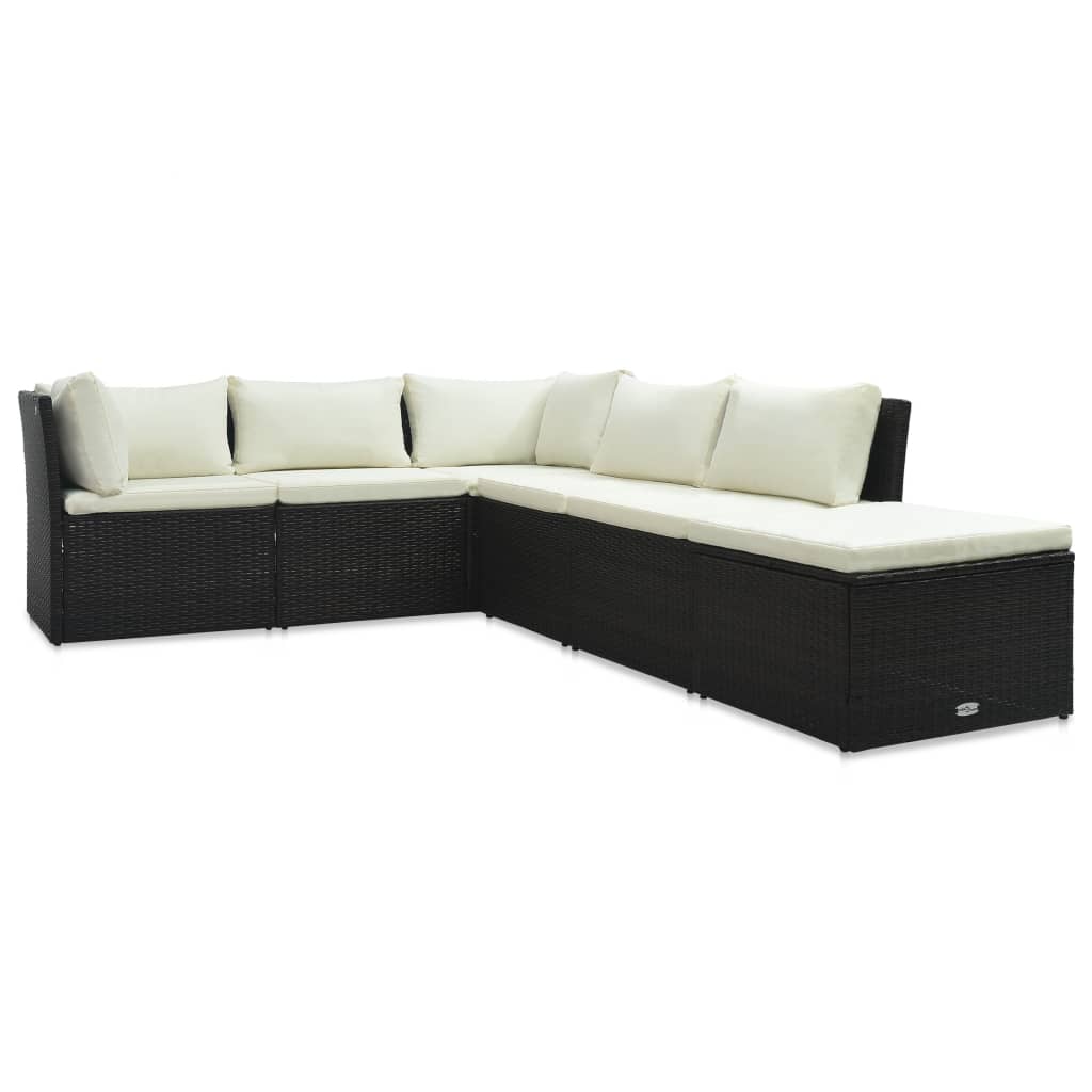 4 pcs garden furniture with brown braided resin cushions