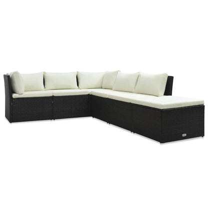 4 pcs garden furniture with brown braided resin cushions