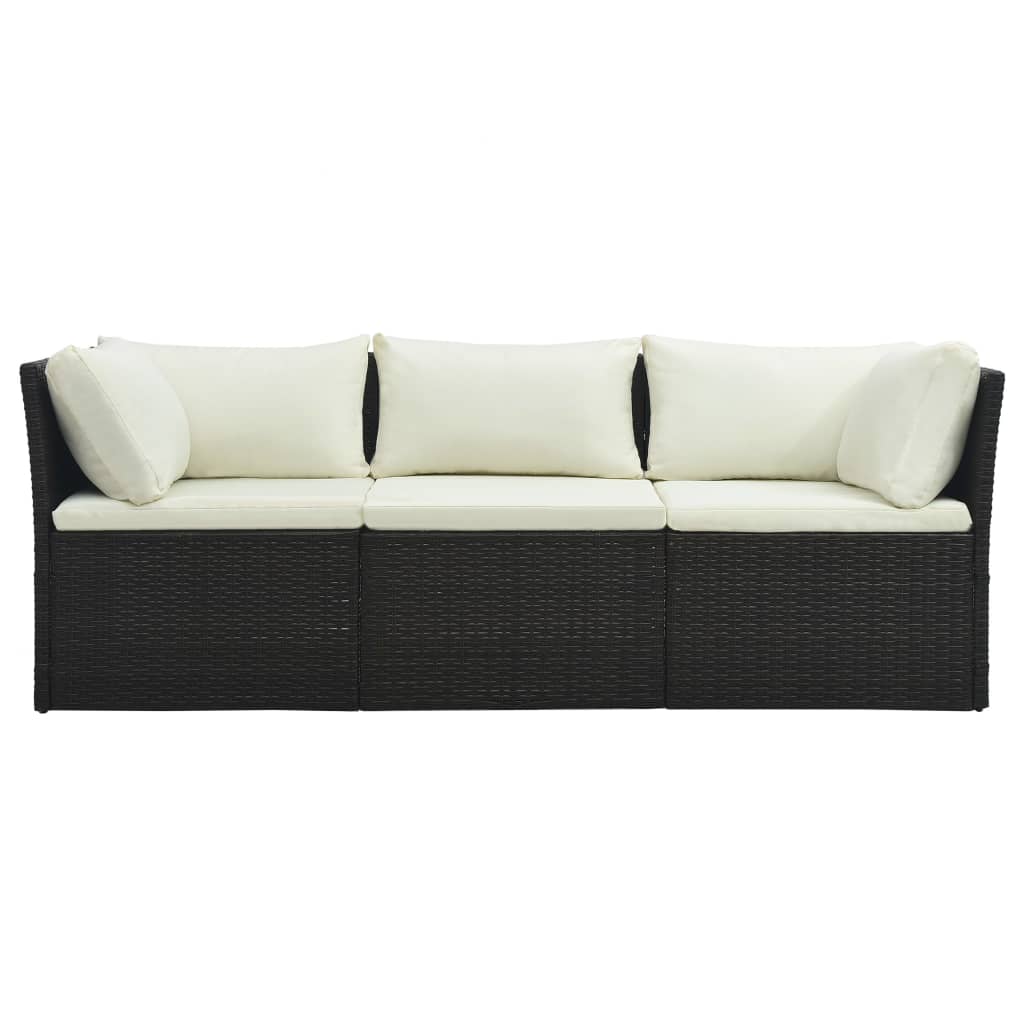 4 pcs garden furniture with brown braided resin cushions