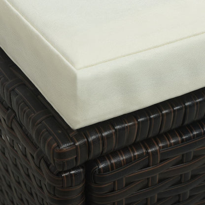 4 pcs garden furniture with brown braided resin cushions