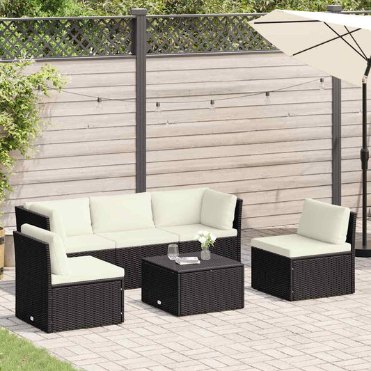 Salon de jardin 4 pcs avec coussins Résine tressée Marron