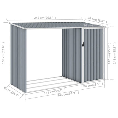 Gray garden shed 245x98x159 cm galvanized steel