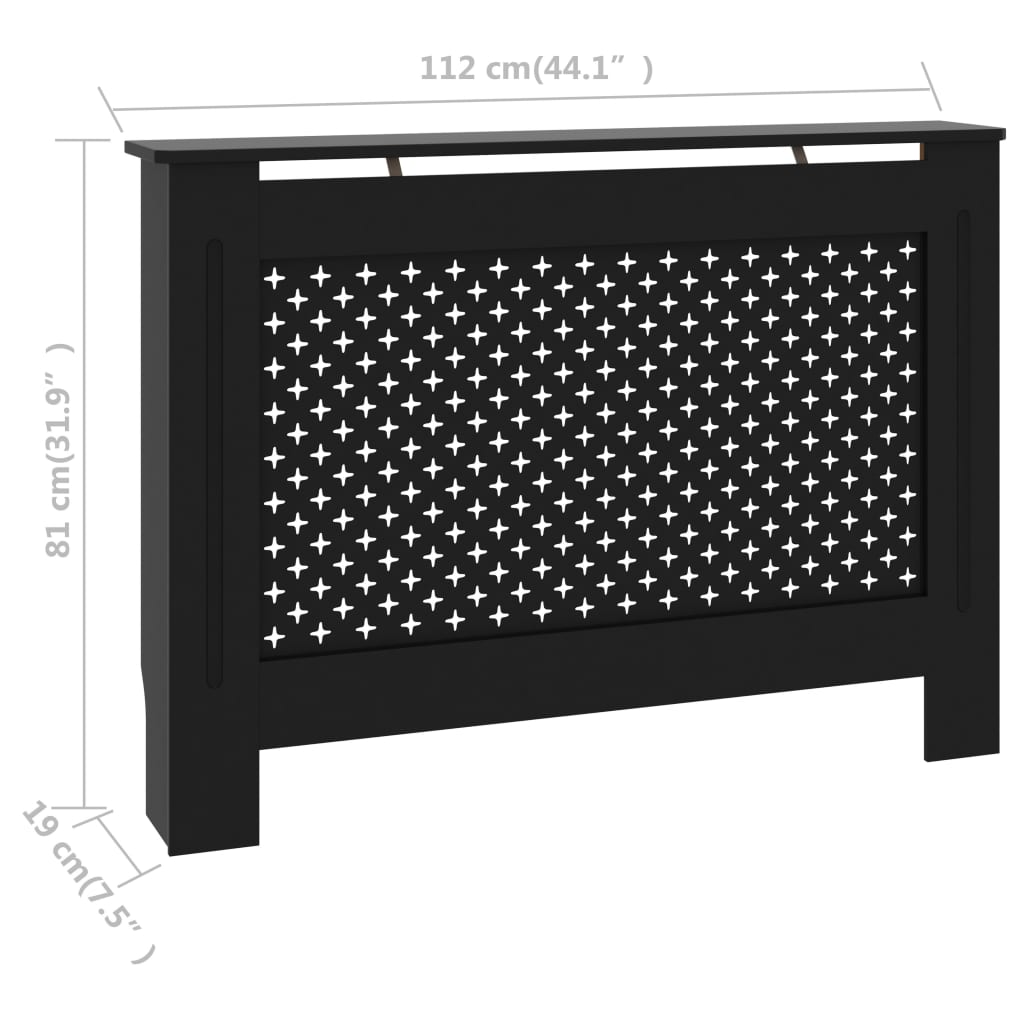Cache-radiateur Noir 112x19x81 cm MDF