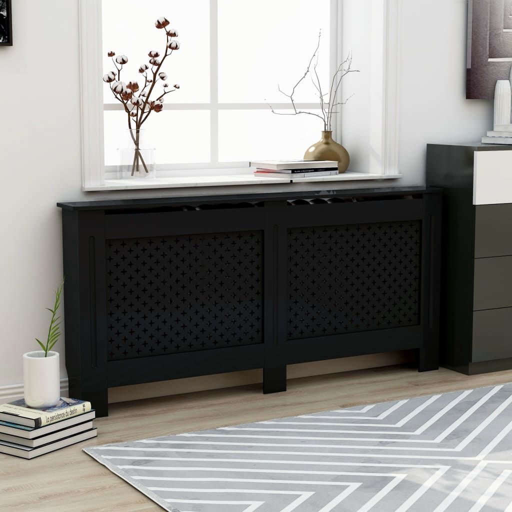 Black Radiator cover 172x19x81 cm MDF