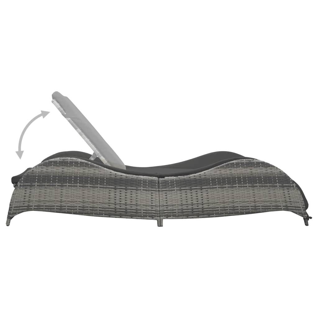 Silla larga con cojín de resina trenzado de antracita