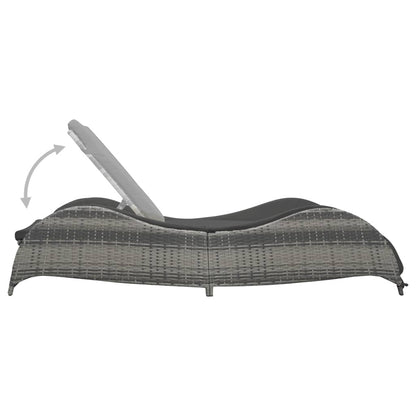 Silla larga con cojín de resina trenzado de antracita