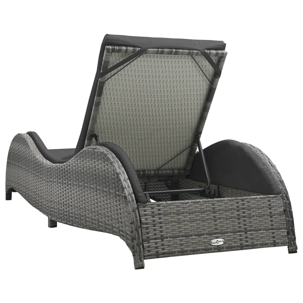 Silla larga con cojín de resina trenzado de antracita
