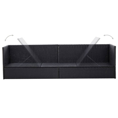 Lit de jardin avec coussin et oreiller Résine tressée Noir