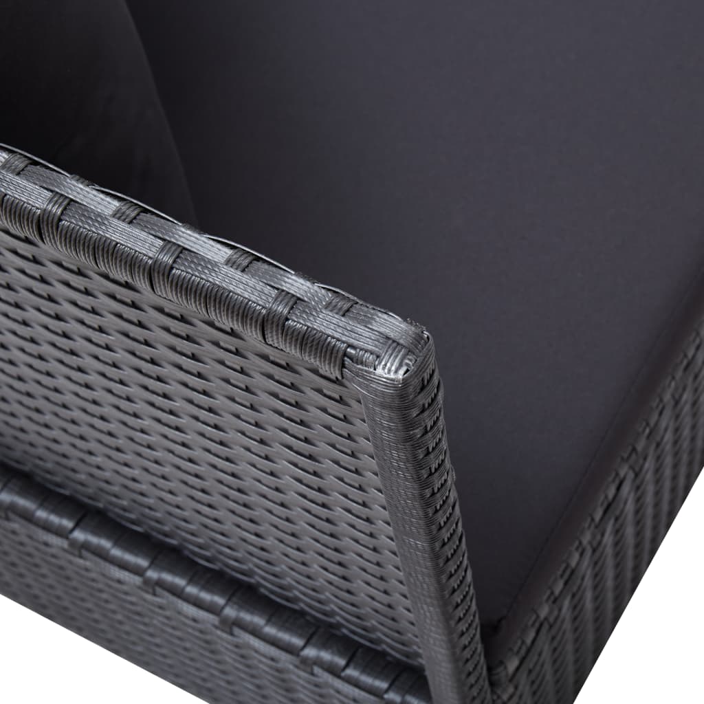Lit de jardin avec coussin et oreiller Résine tressée Noir