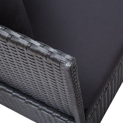 Lit de jardin avec coussin et oreiller Résine tressée Noir
