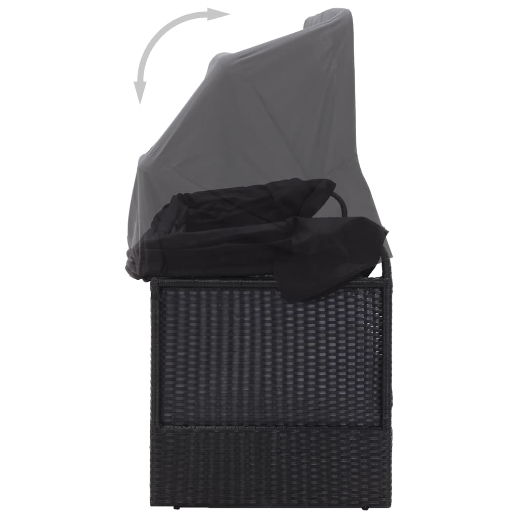 Outdoor bedy bed with black braided resin awning