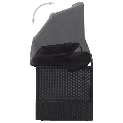Outdoor bedy bed with black braided resin awning