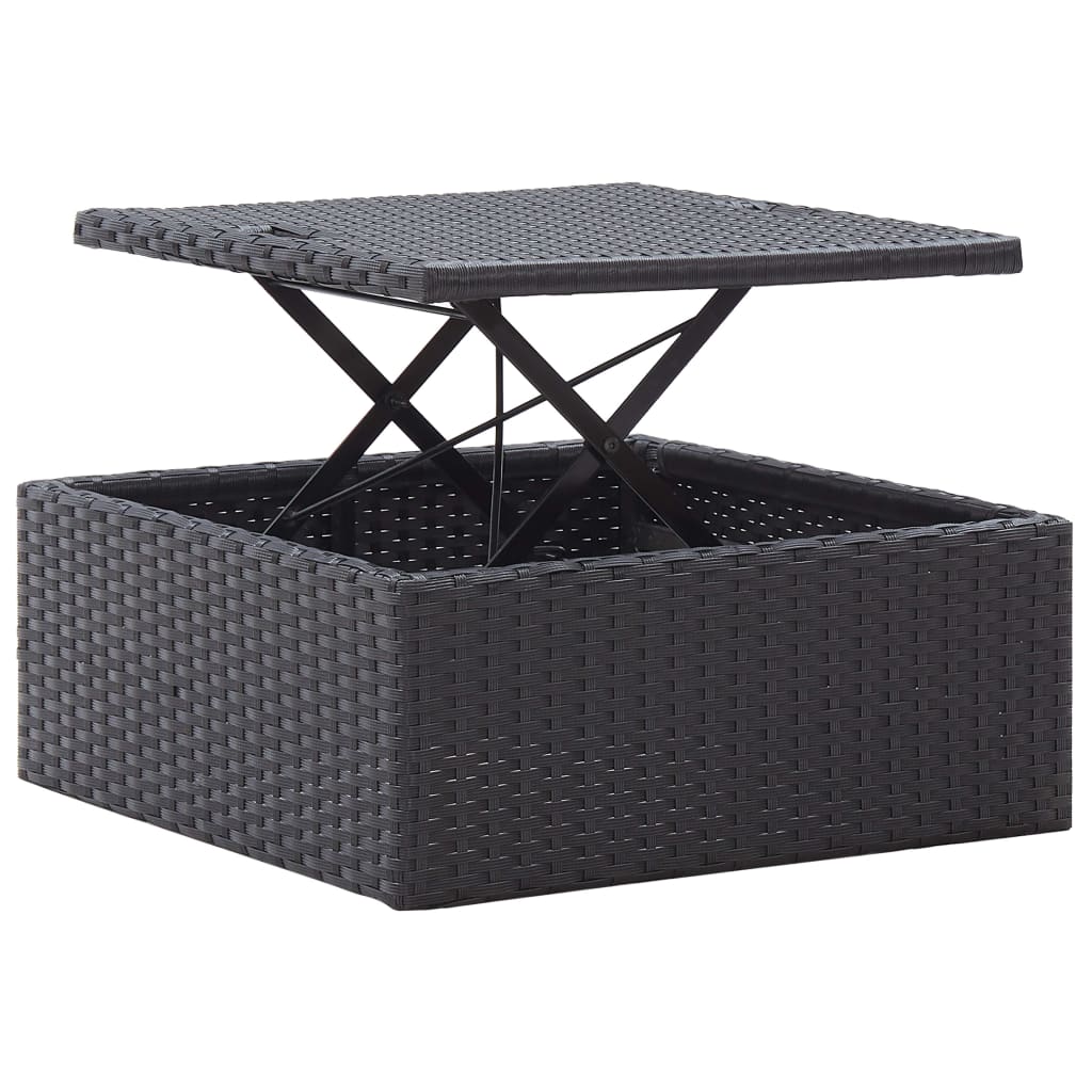 Letto da giardino con tetto in resina intrecciata nera