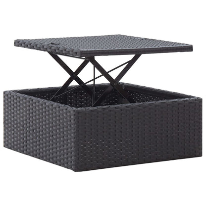 Letto da giardino con tetto in resina intrecciata nera
