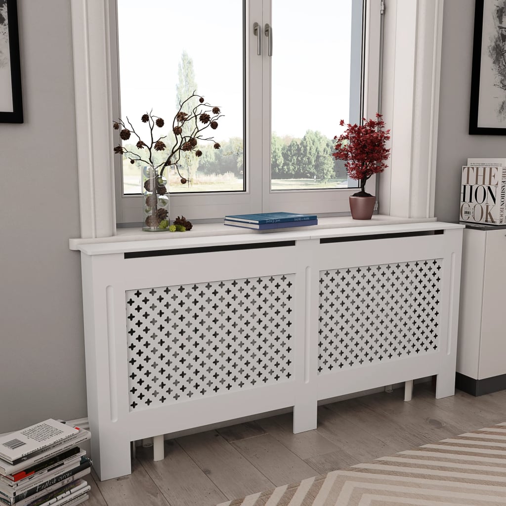 Radiator cache 2 pcs white 152x19x81.5 cm MDF