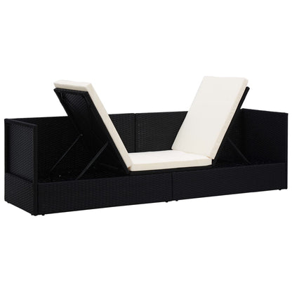 Lit de jardin avec coussin et oreillers Résine tressée Noir