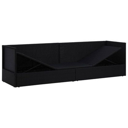 Lit de jardin avec coussin et oreillers Résine tressée Noir