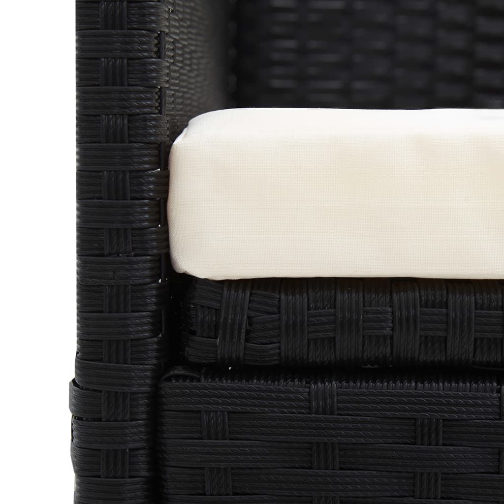 Lit de jardin avec coussin et oreillers Résine tressée Noir