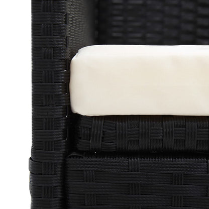 Lit de jardin avec coussin et oreillers Résine tressée Noir