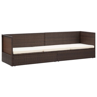 Lit de jardin avec coussin et oreillers Résine tressée Marron