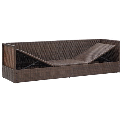 Lit de jardin avec coussin et oreillers Résine tressée Marron
