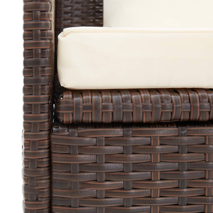 Lit de jardin avec coussin et oreillers Résine tressée Marron