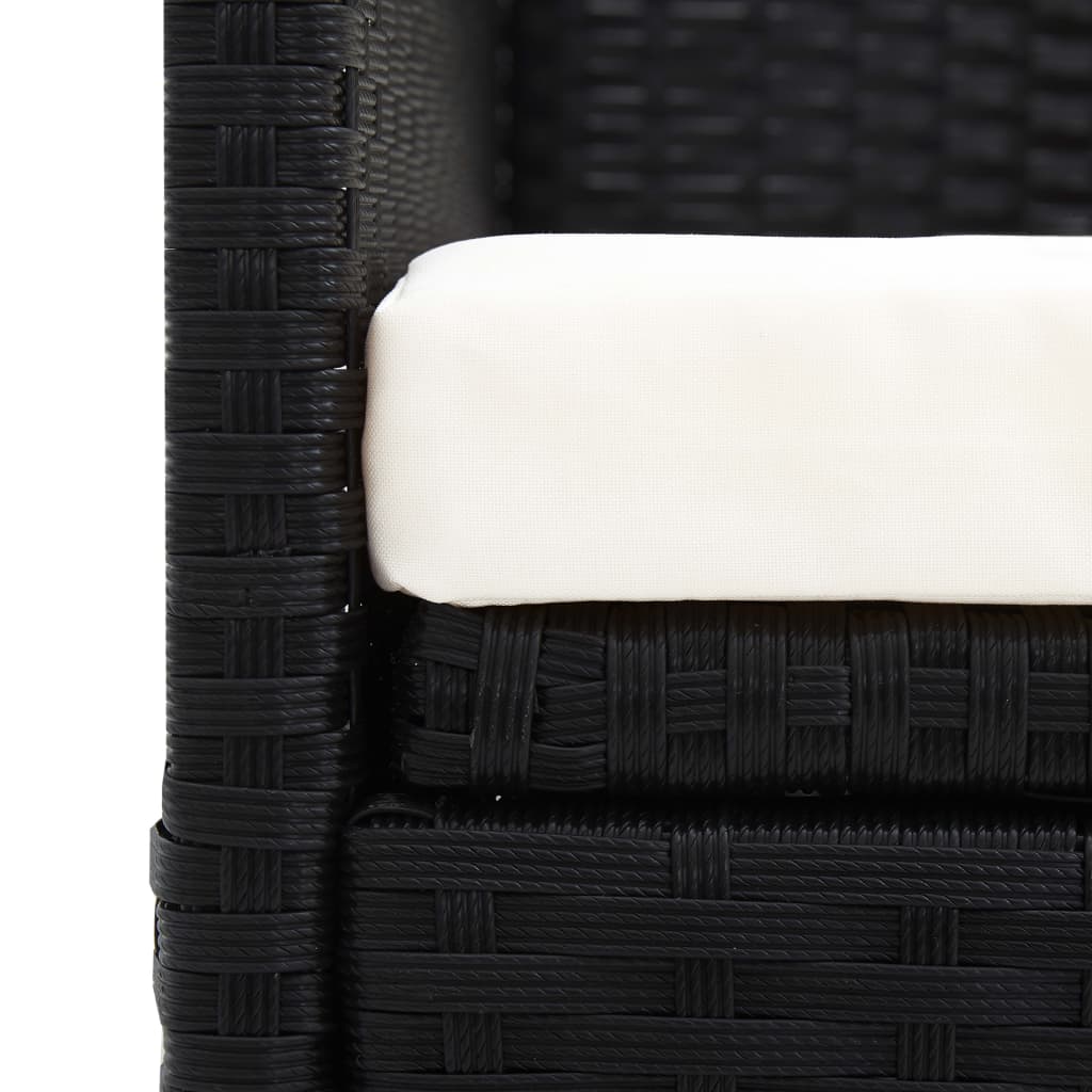 Garden sofa with woven resin black awning