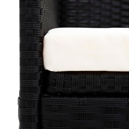 Garden sofa with woven resin black awning