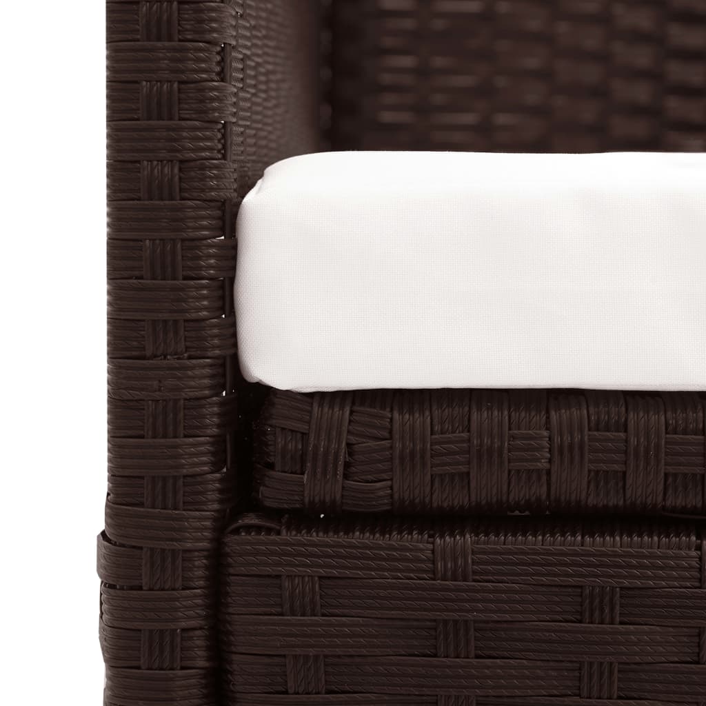 Garden sofa with brown braided resin awning