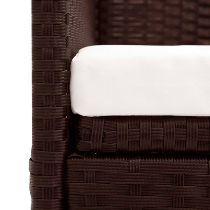 Garden sofa with brown braided resin awning