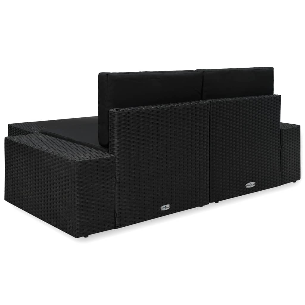 Muebles de jardín 3 pcs resina trenzada negra