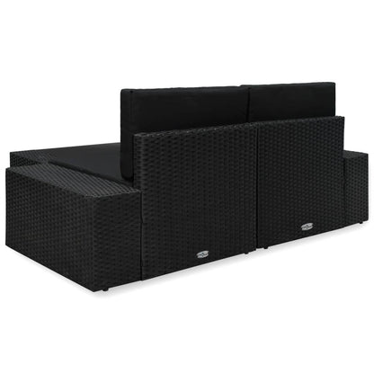 Muebles de jardín 3 pcs resina trenzada negra