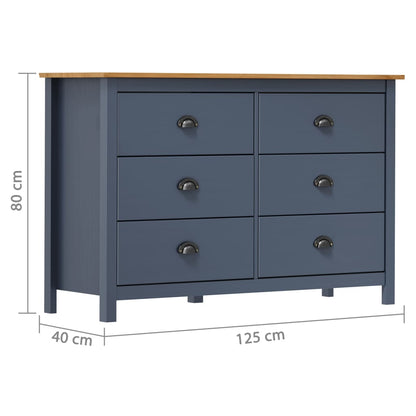 Gray hill buffet 125x40x80 cm solid pine wood