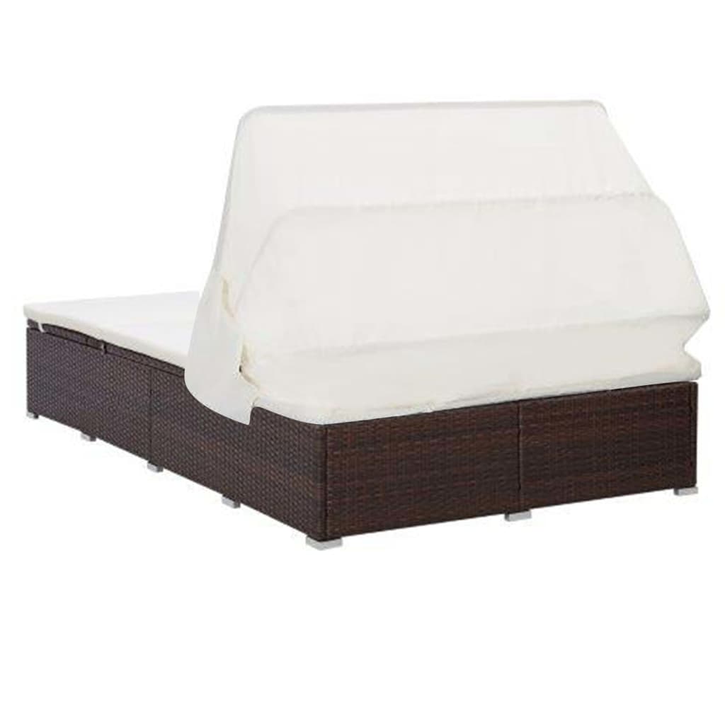 2 -seater deckchair with brown braided resin cushion