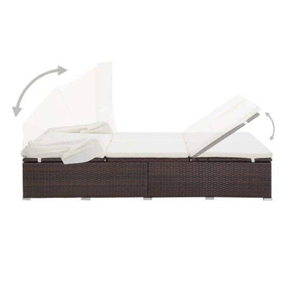2 -seater deckchair with brown braided resin cushion